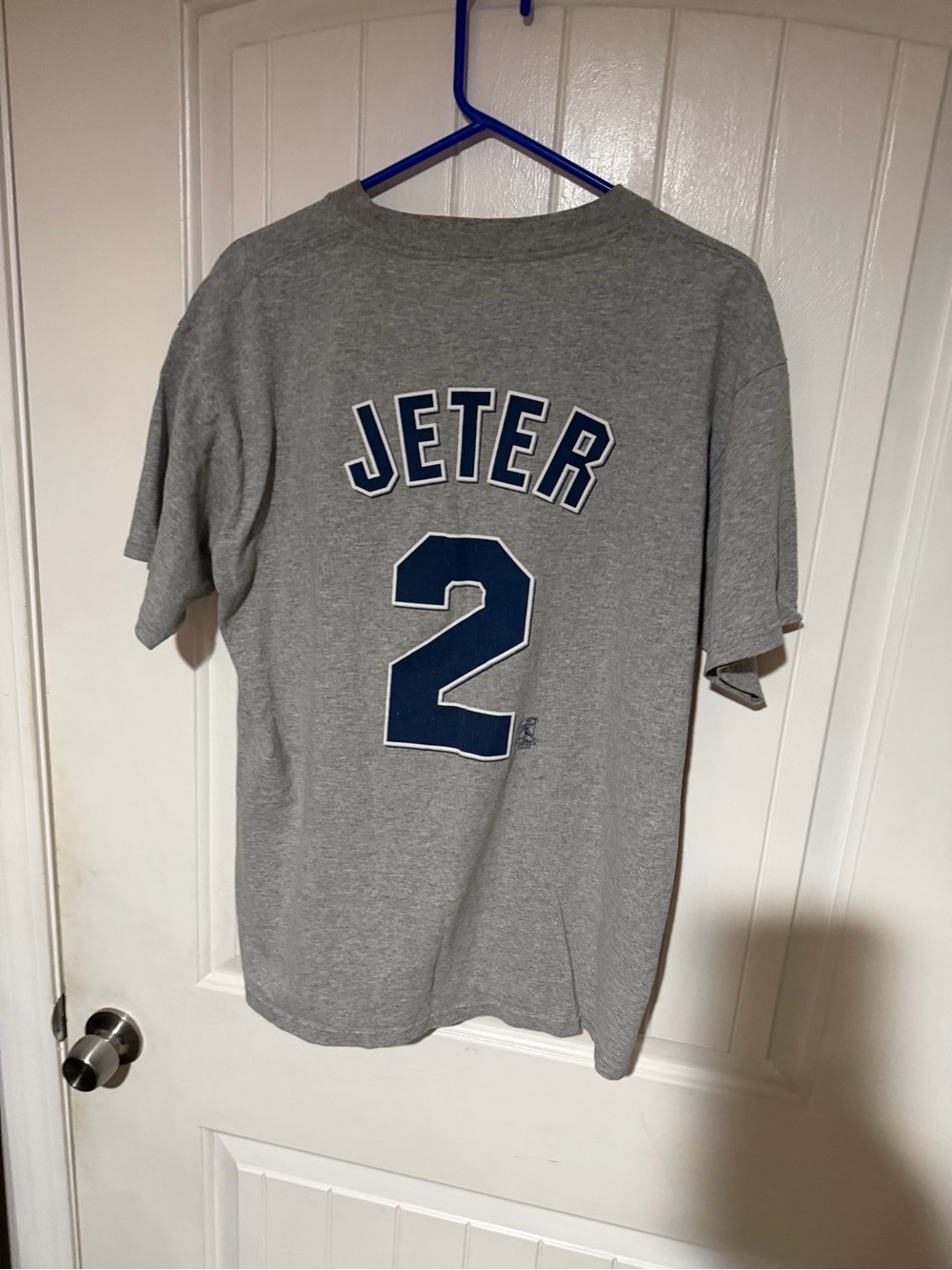 Majestic Gray Short Sleeve Derek Jeter #2 Tee with Navy Accents